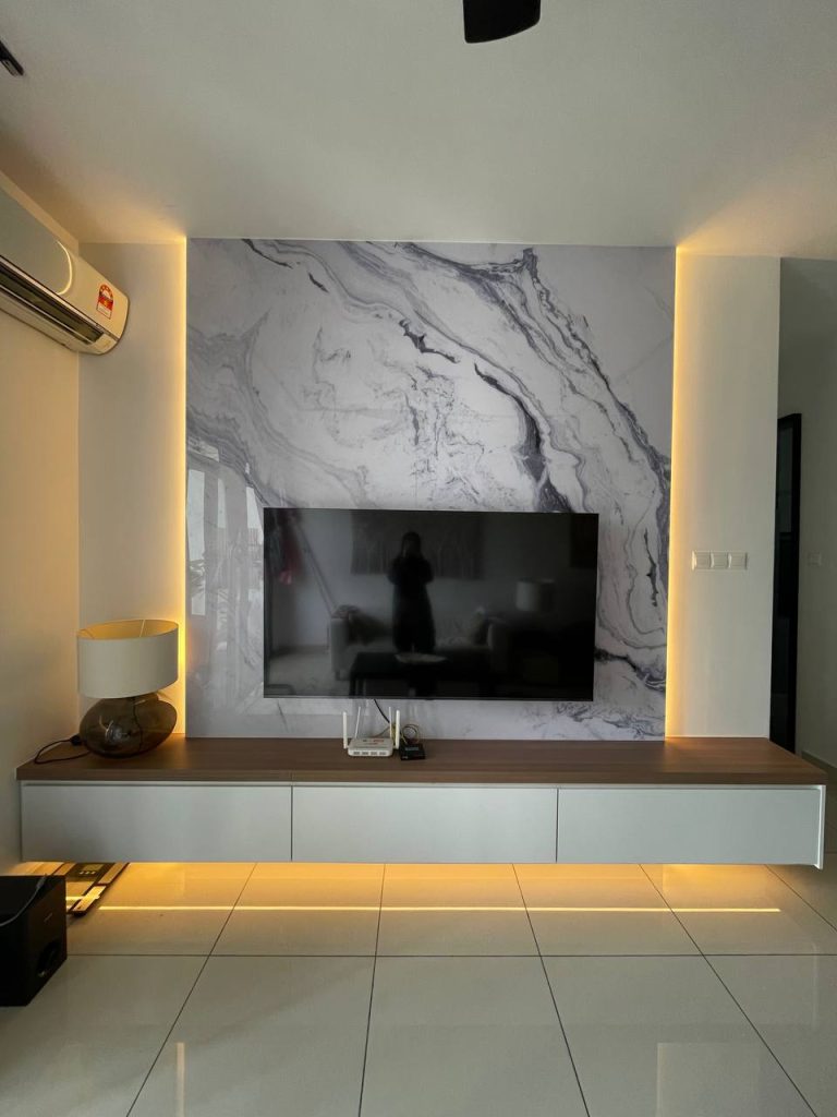 kabinet tv marble look
