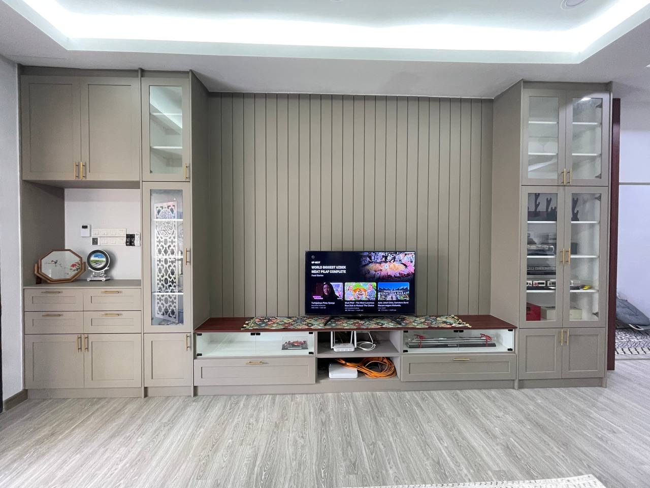 MDF TV cabinet with tall storage